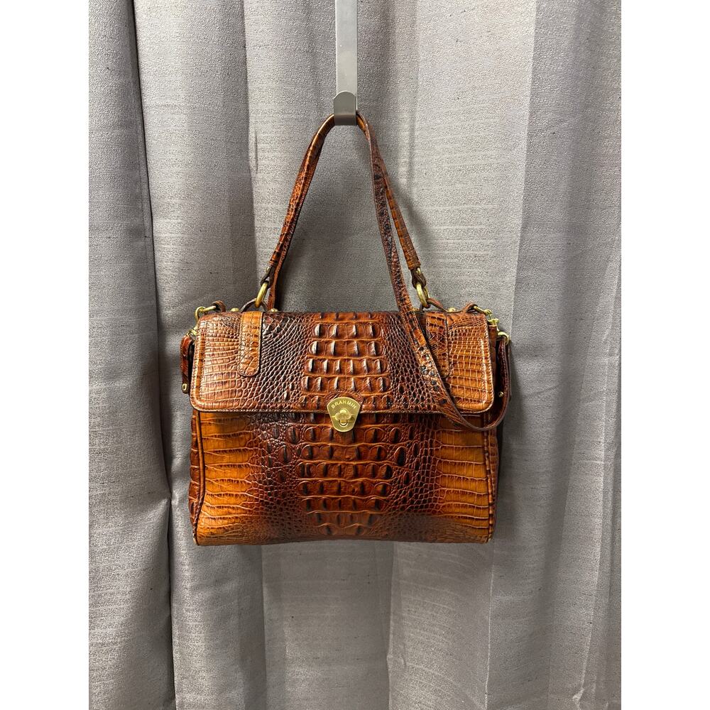 Vintage Brahmin Brown Reptile Embossed Handbag